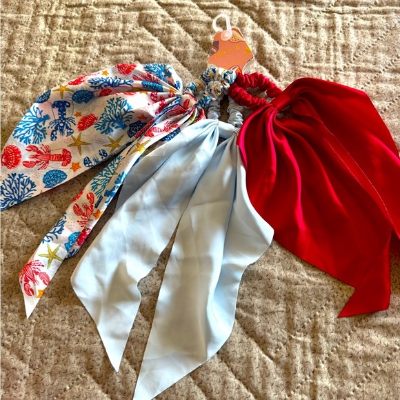 Piper K Accessories - 3 PIPER•K  Hair Scrunchies with ribbon”tails”  Set
Ocean theme/patriotic colors!